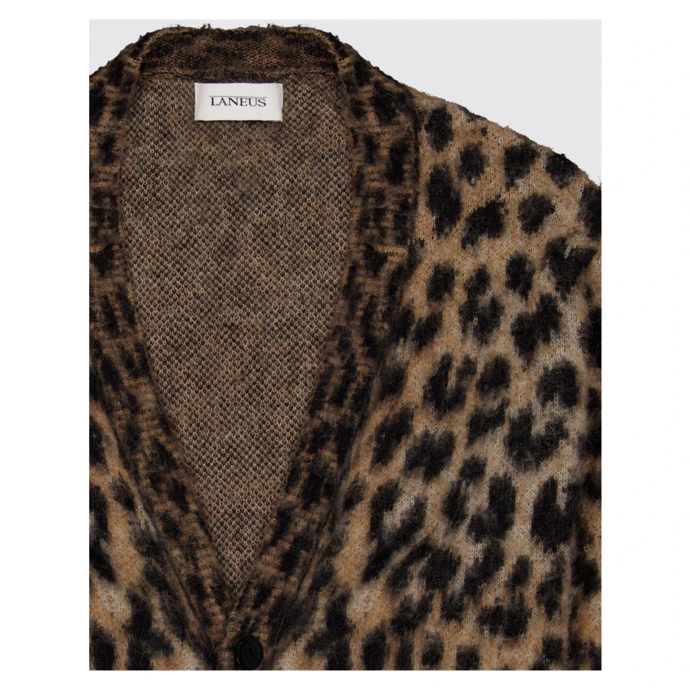 Laneus Gevlekte Cardigan met Drop Schouder Brown Heren