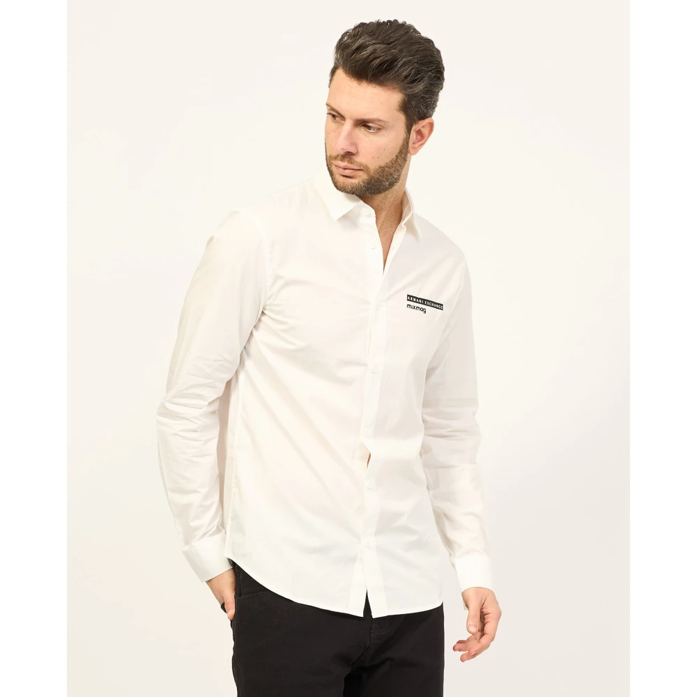 Armani Exchange Casual Logo Wit Overhemd White Heren