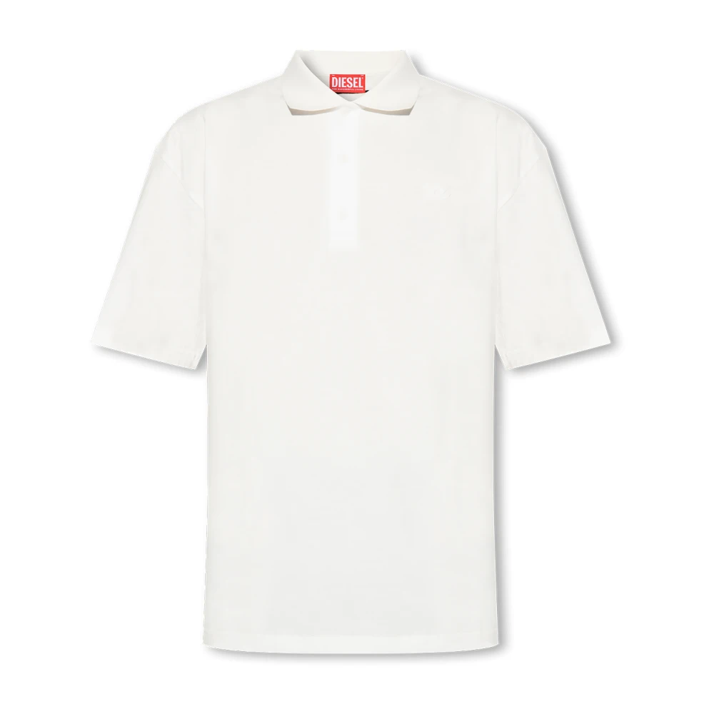 Diesel Mannelijk Wit Tops Heren, Xl, Katoen, Polo Shirt Met Logo