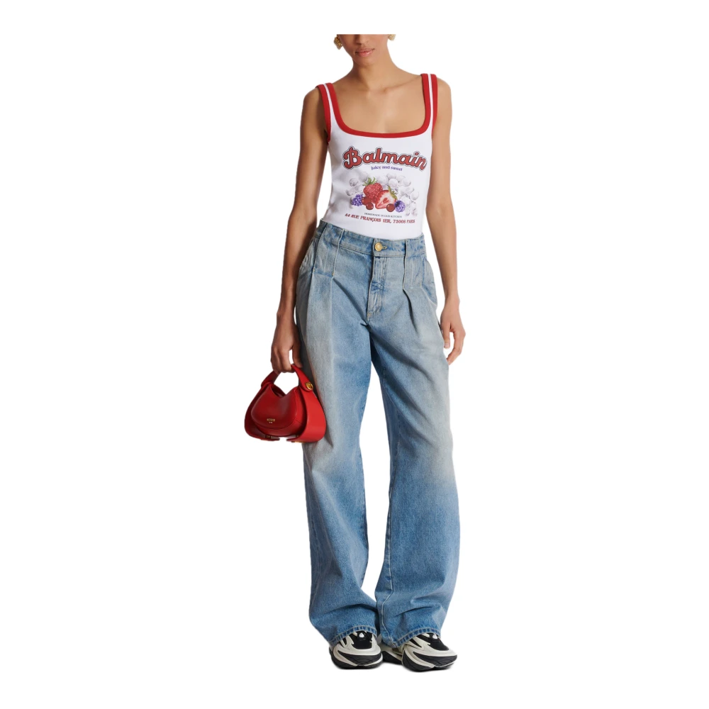 Balmain Geplooide denim jeans Blue Dames