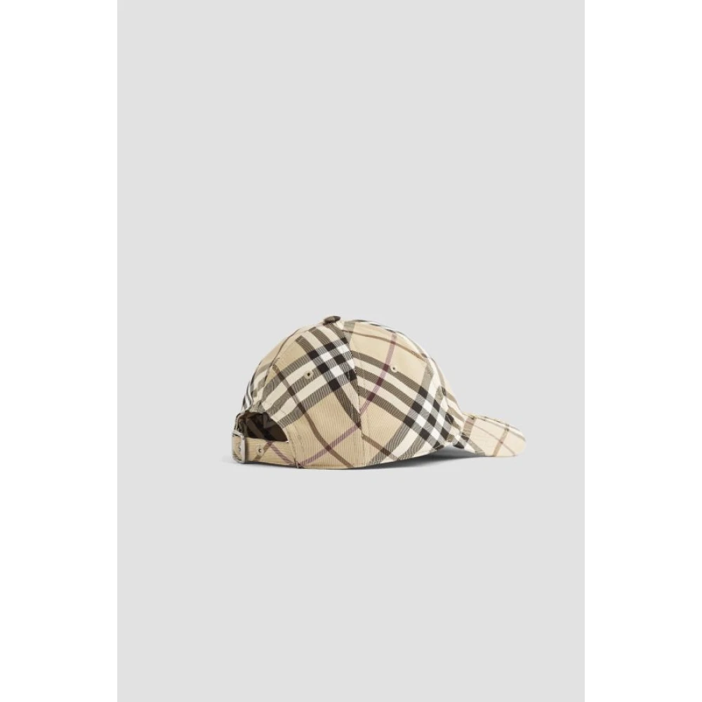 Burberry Beige Check Cap met Embleemontwerp Beige Heren