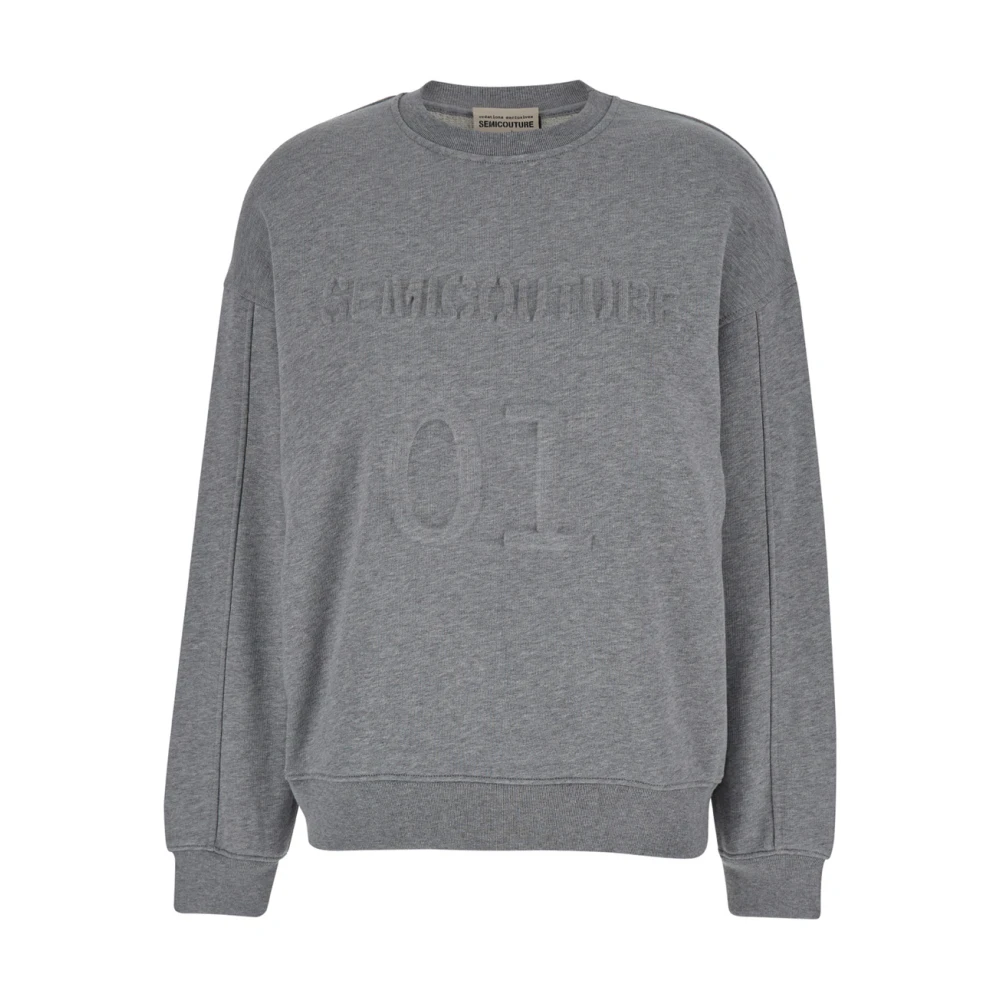 Semicouture Grijze Crewneck Sweatshirt met Logo Print Gray Dames