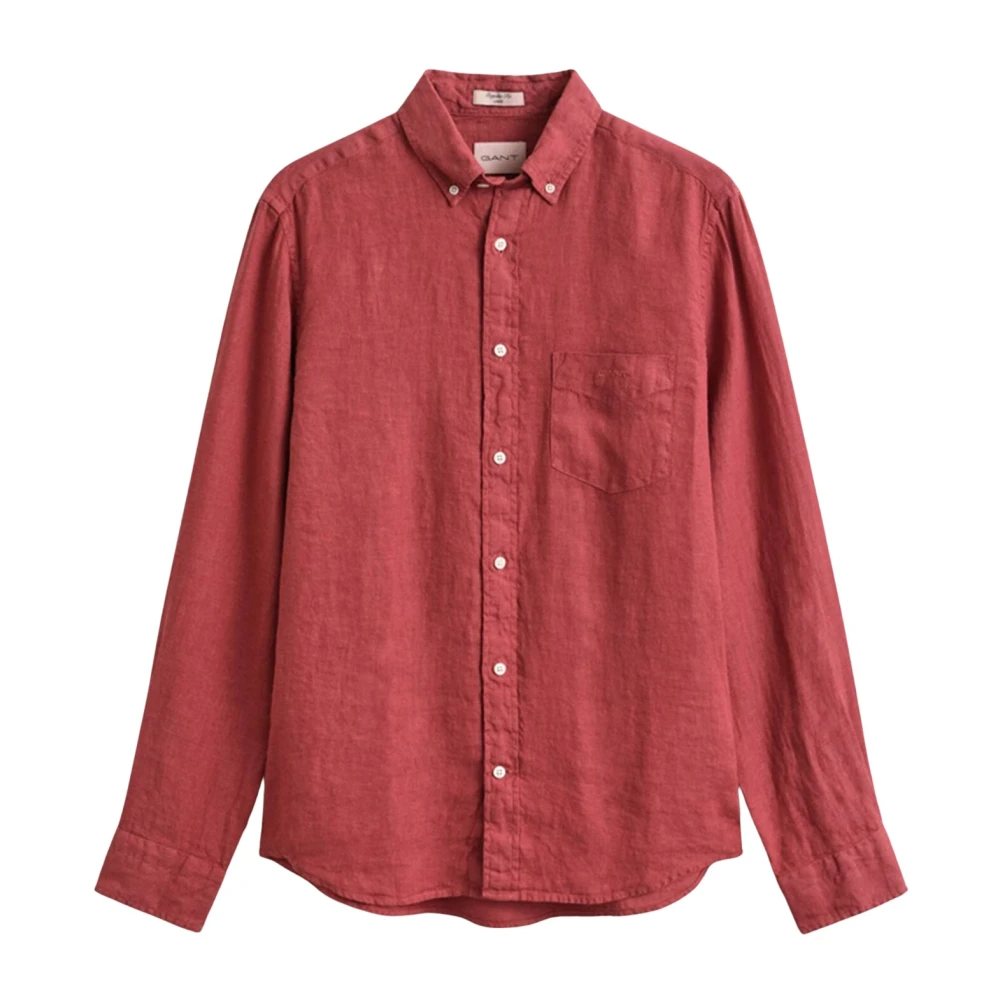 Gant Men's Red Casual Shirts, L, Regular Fit Linen Shirt