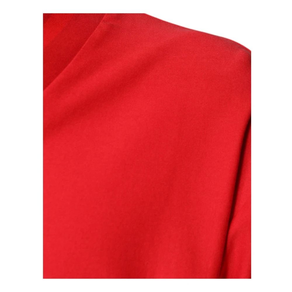 Dolce & Gabbana Rode V-hals Katoenen T-shirt Red Heren