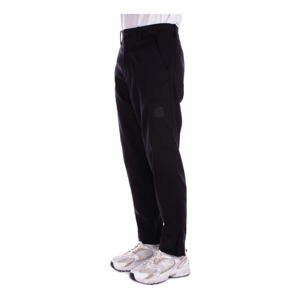 C.P. Company Zwarte Metropolis Broek Logo Zijzakken Black Heren