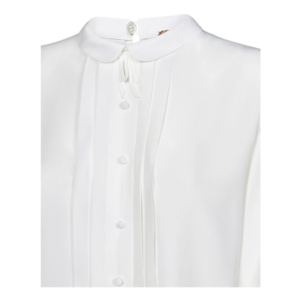 N21 Witte Zijde Blend Geplooide Blouse White Dames
