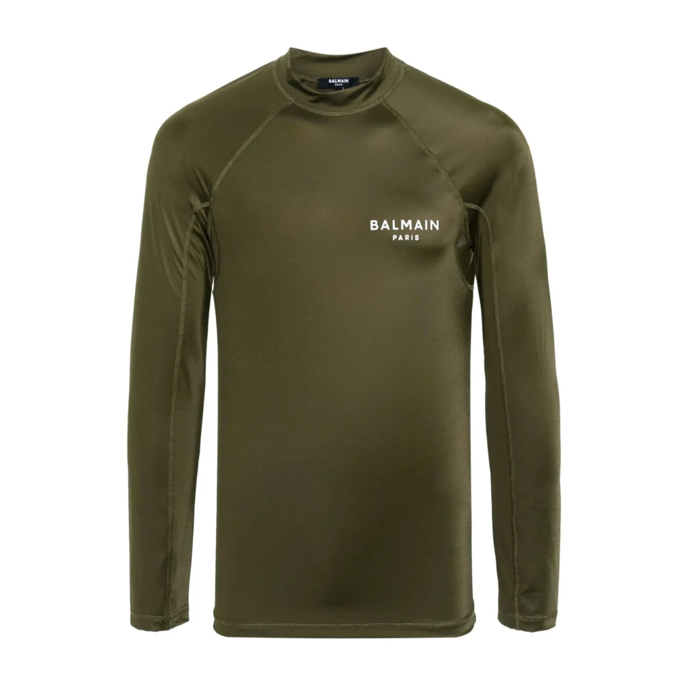 Balmain Green Raglan Long Sleeves T-Shirt - Male - Long Sleeve T-Shirts - S - Tops