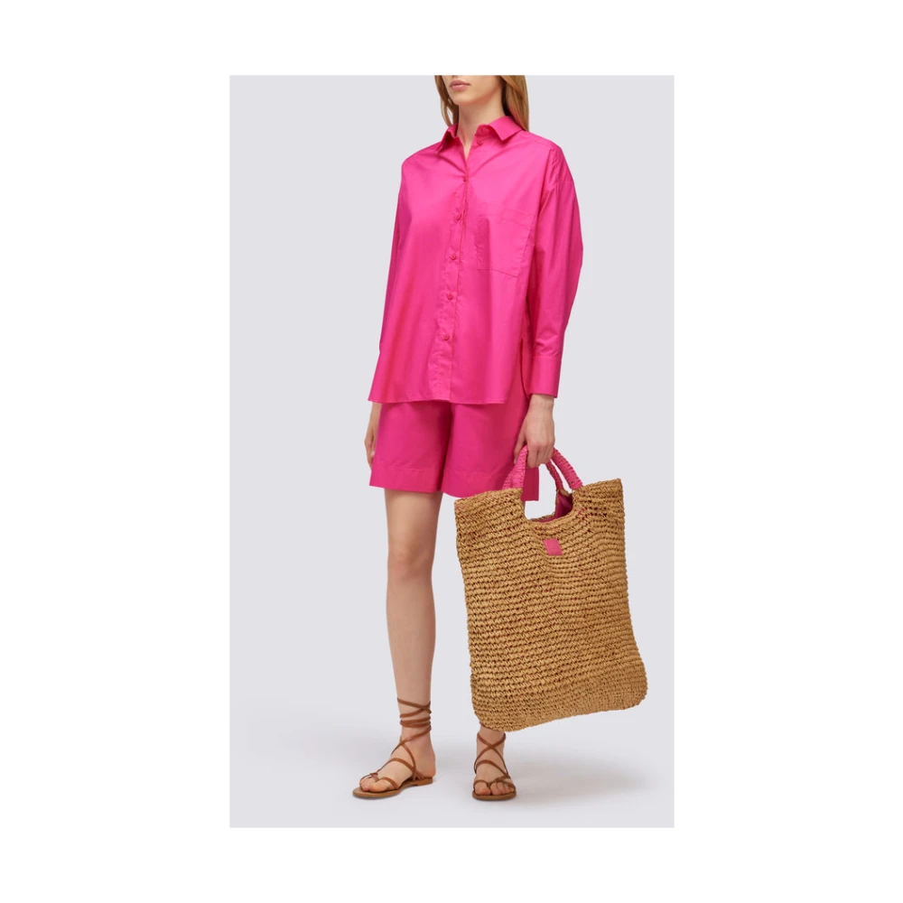 Sundek Strooien strandtas met logo Brown Dames