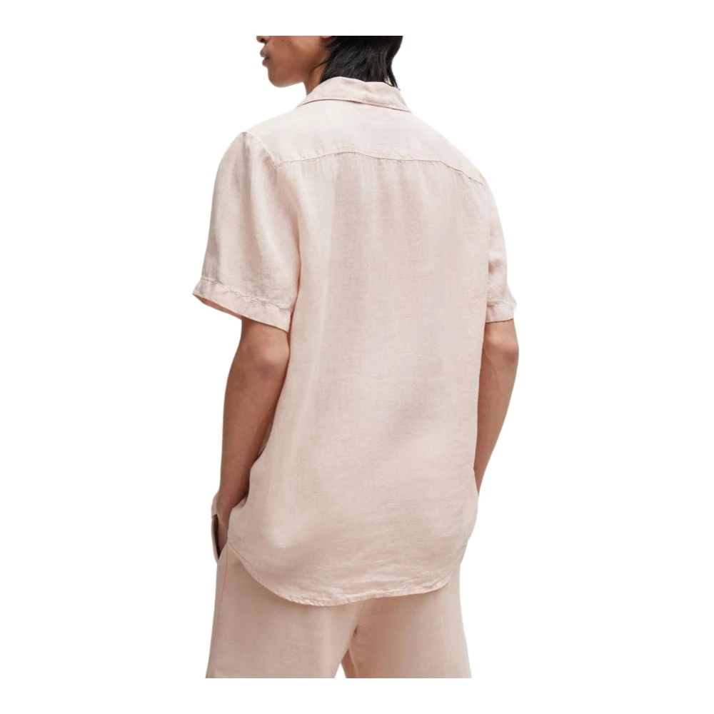 Hugo Boss Korte Mouw Overhemd Pink Heren