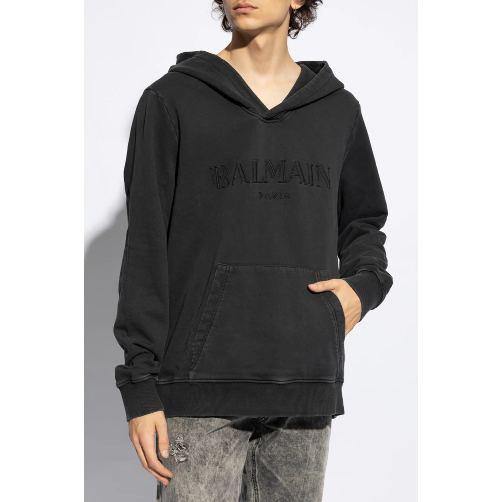 Balmain Sweatshirt met logo Black Heren