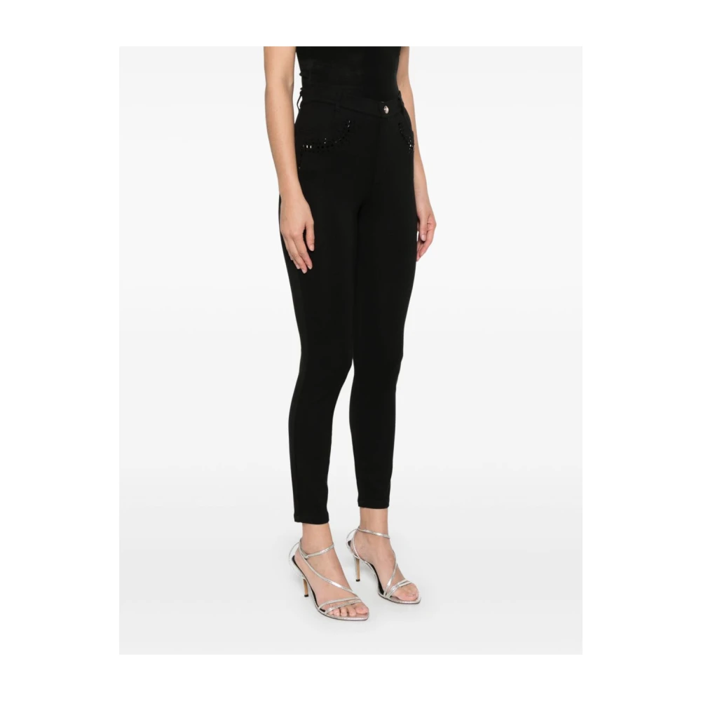 Liu Jo Zwarte broek met drukknoop en zakken Black Dames
