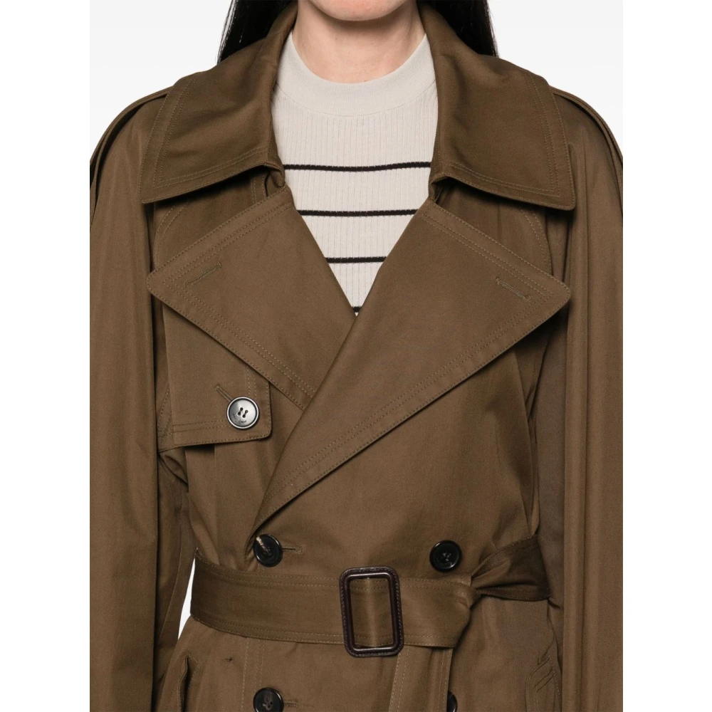Saint Laurent Dubbelbreasted katoenen twill trenchcoat Brown Dames