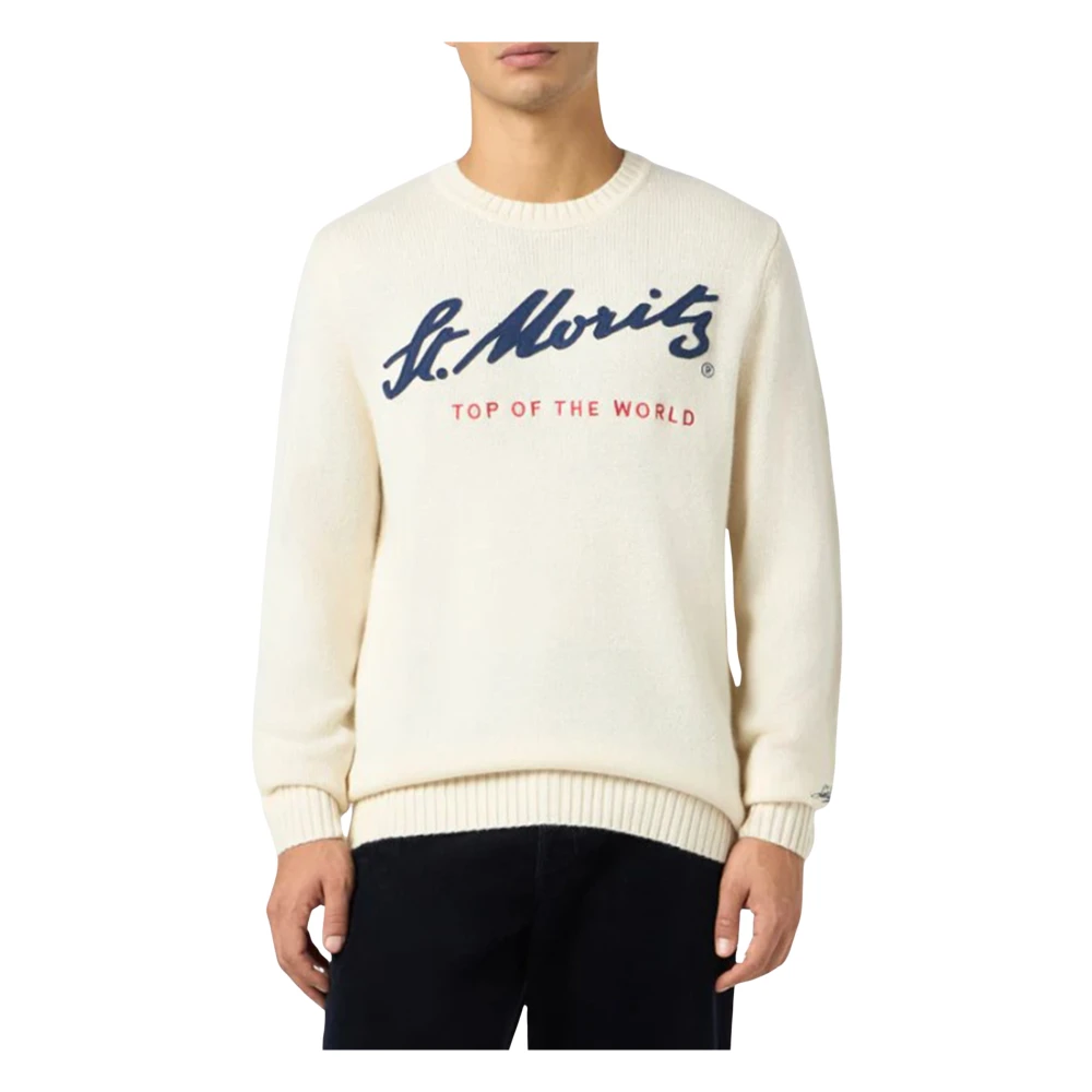 MC2 Saint Barth Witte Sweater Bombardino Après Ski Borduurwerk White Heren