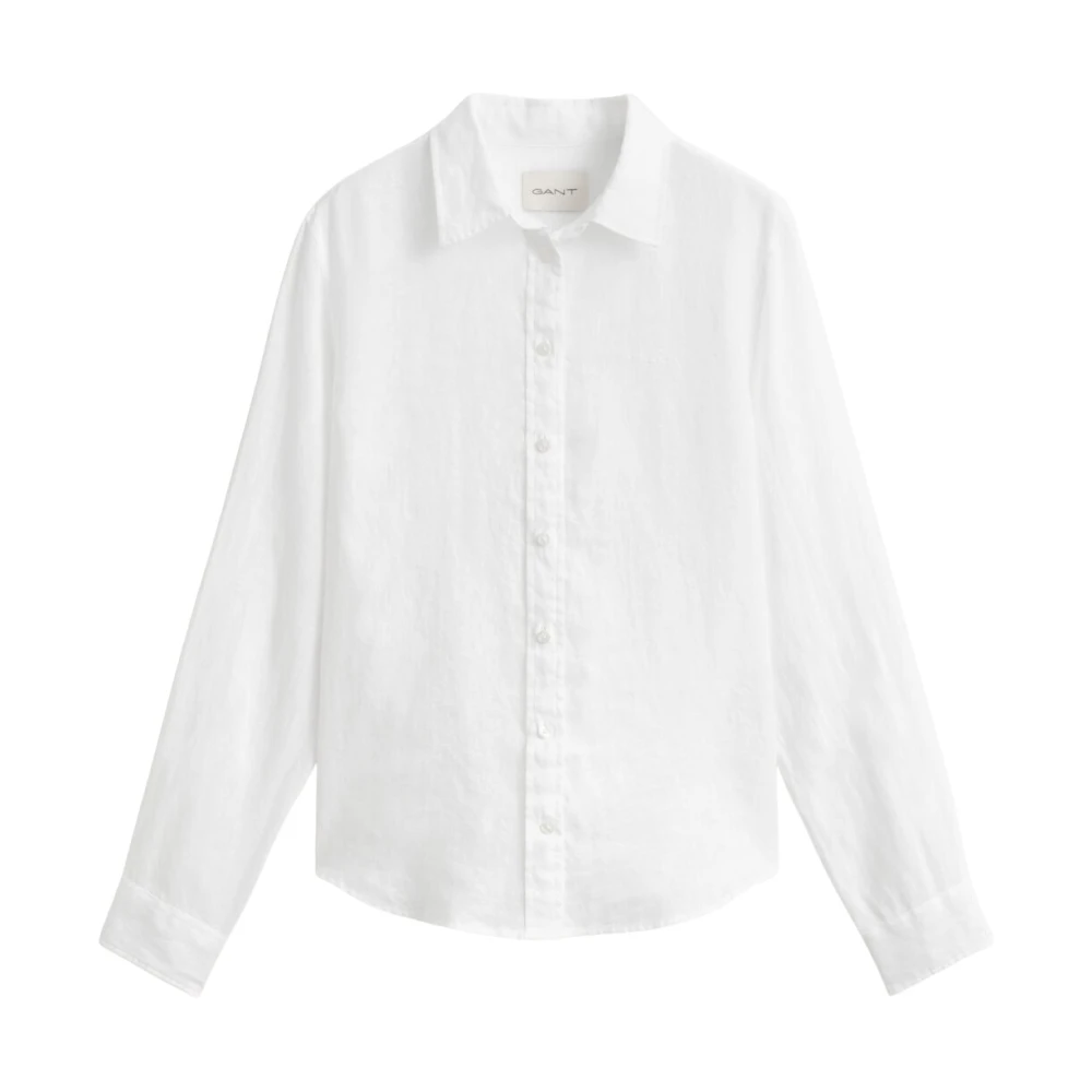 Gant Femme Blanc - Camicia Di Lino Regular Fit - Blouses Et Chemises - Taille: 36 Fr
