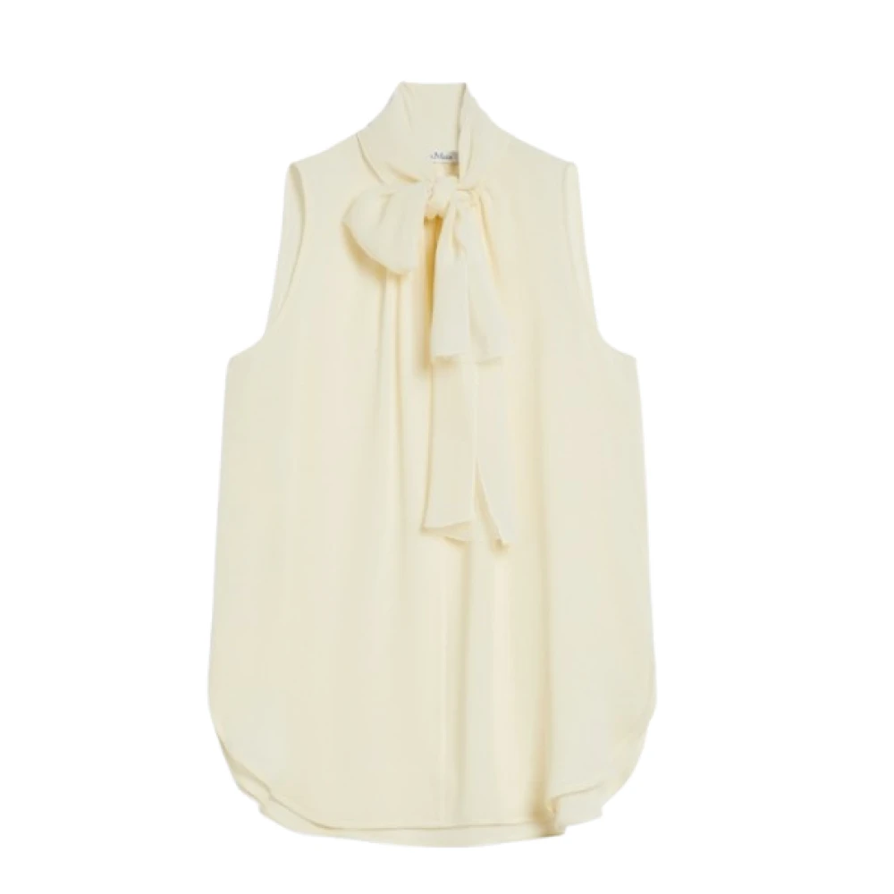 Max Mara Gele zijden blouse met strikdetail Yellow Dames