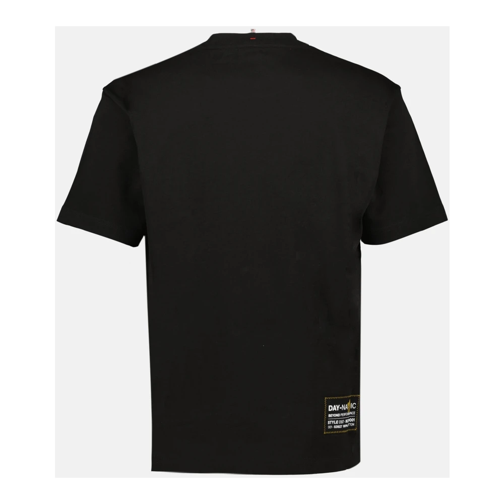 Moncler Bedrukt T-shirt Zwart Korte Mouwen Ronde Hals Black Heren