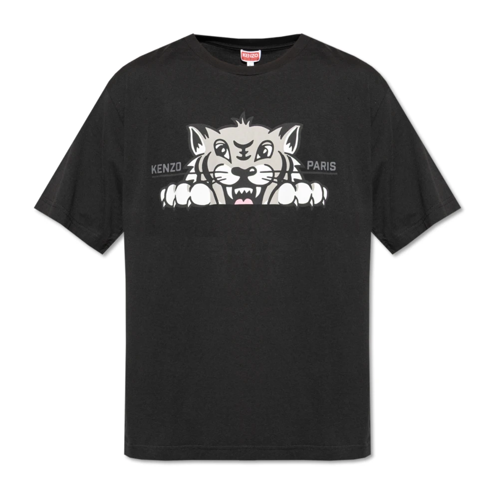 Kenzo Svart T-Shirt Med Tryckt Logotyp