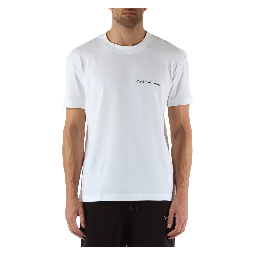 Calvin Klein Jeans Katoenen Logo In reliëf T-shirt White Heren