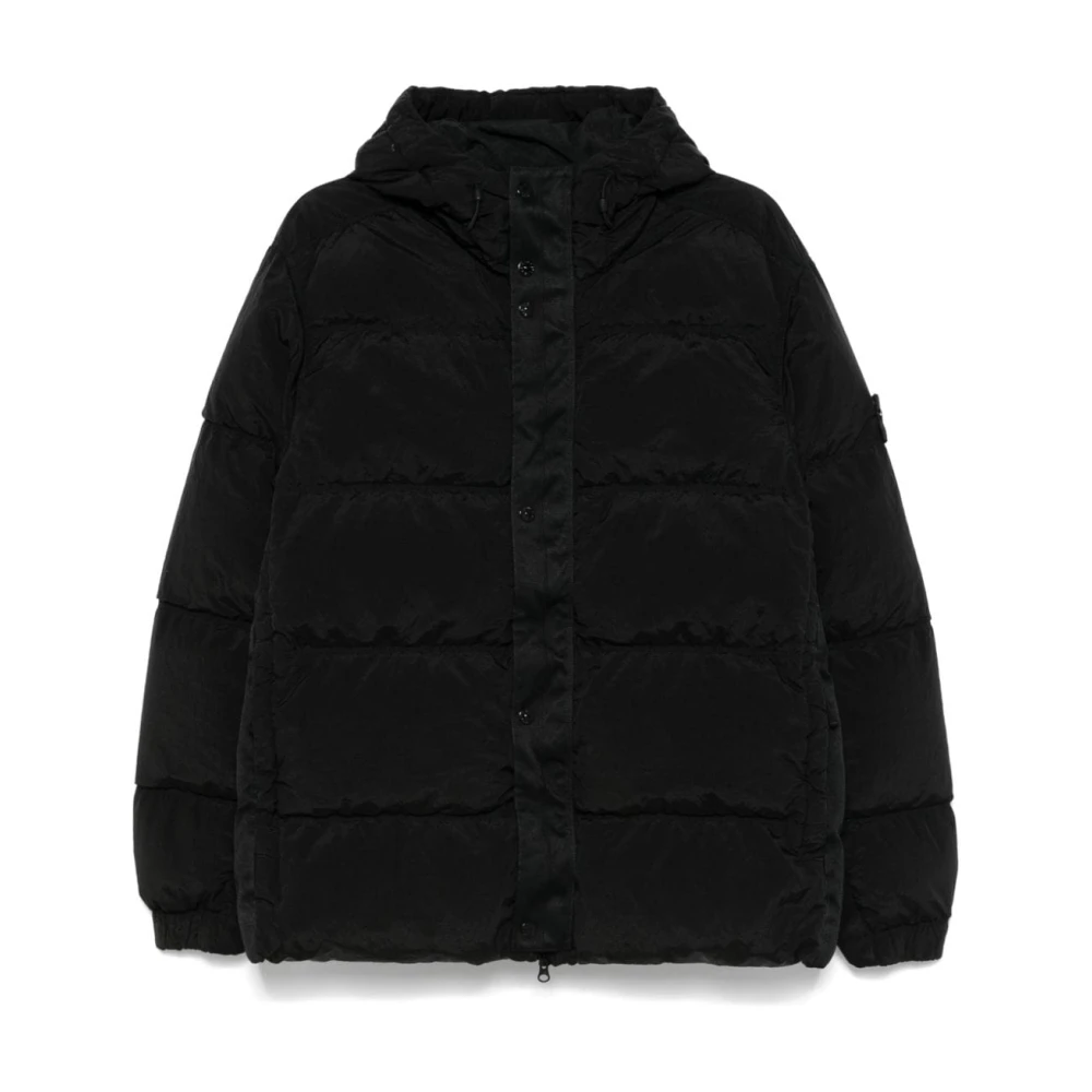 Stone Island Zwarte Parka Jas voor Mannen Black Heren