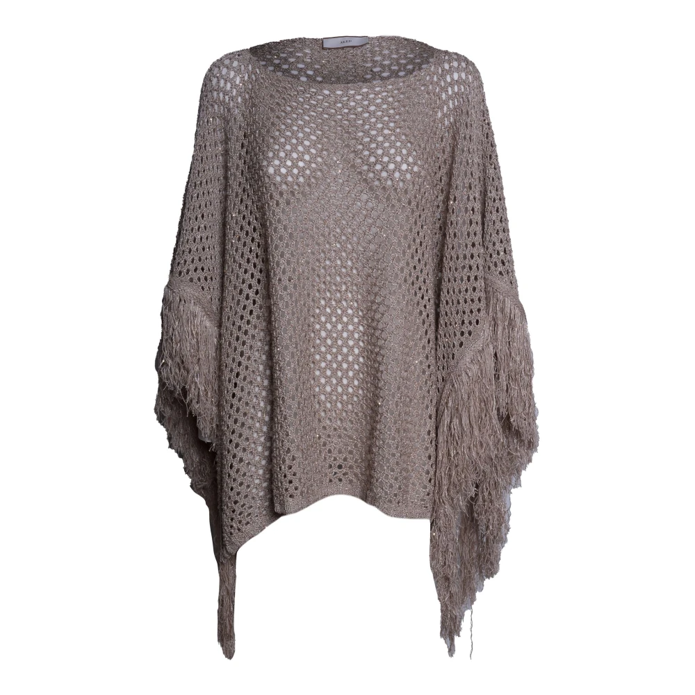 Akep Women's Beige Sequin-Embellished Fringed Poncho - Ponchos - Xs - Jackets