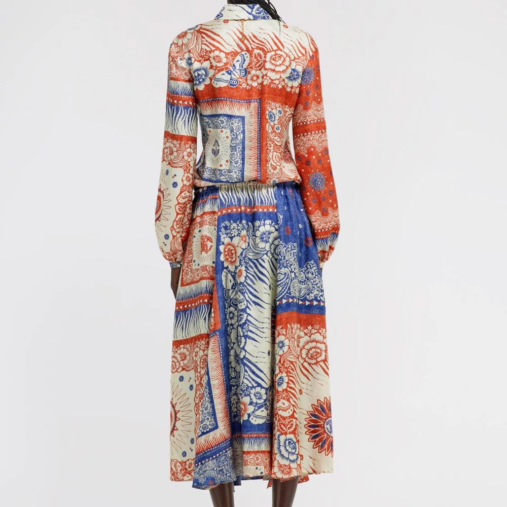 Roberto Cavalli Bandana Patchwork Maxi Jurk Multicolor Dames