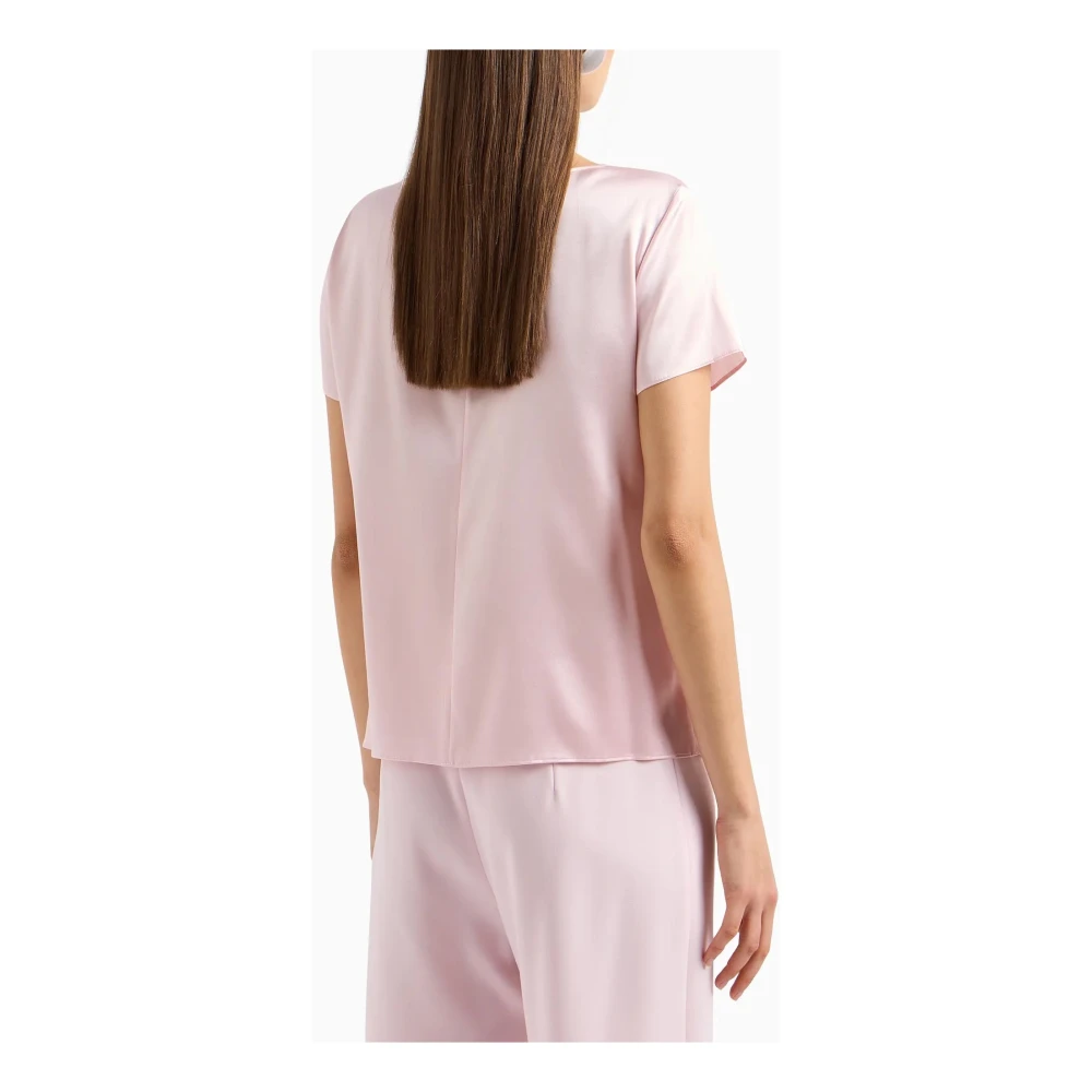Emporio Armani Zijden Satijnen Roze Top Pink Dames