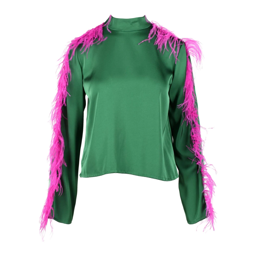 Weili Zheng Blouses, Female, S, Viscose Blouse With Unique Style Green