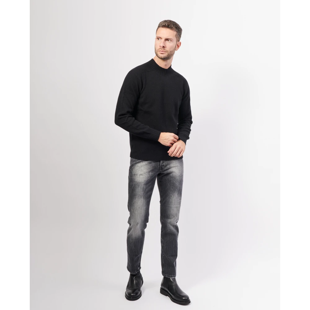 Gran Sasso Zwarte Alpaca Cashmere Trui Black Heren