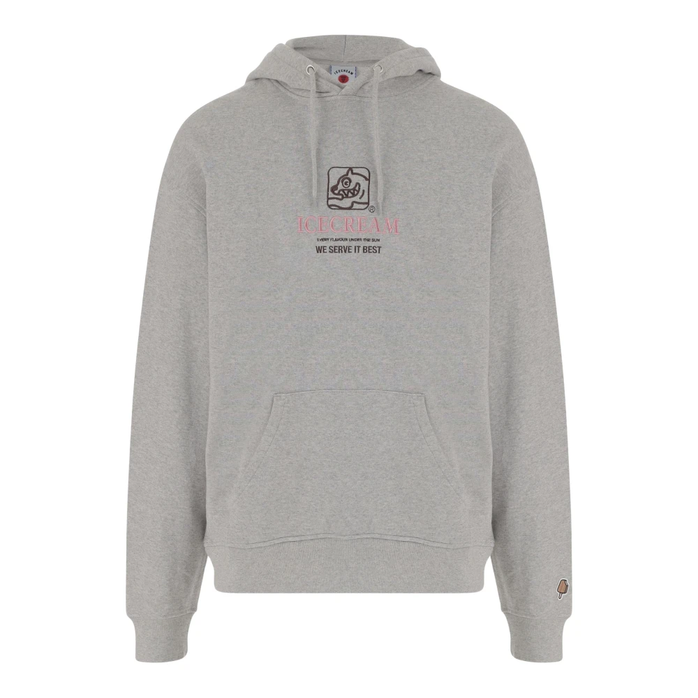 Icecream Men's Gray Logo Cotton Sweatshirt With Hood