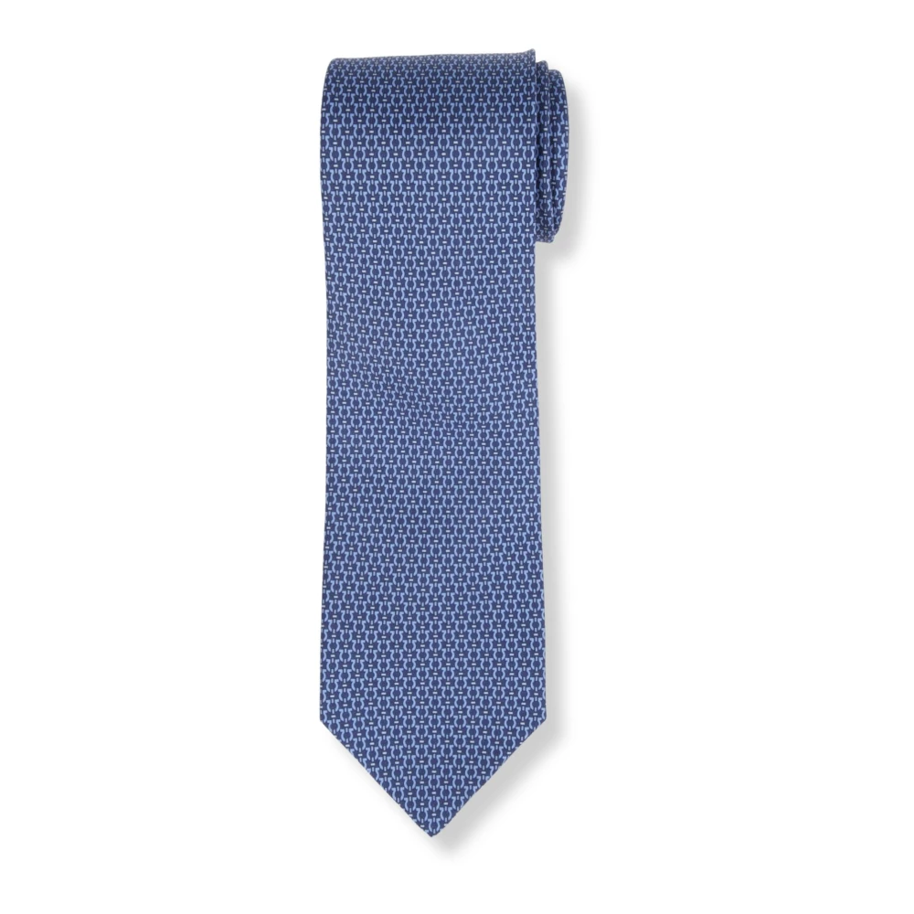 Ferragamo Men's Blue Ties, One Size, Cravatta Stampa Gancini