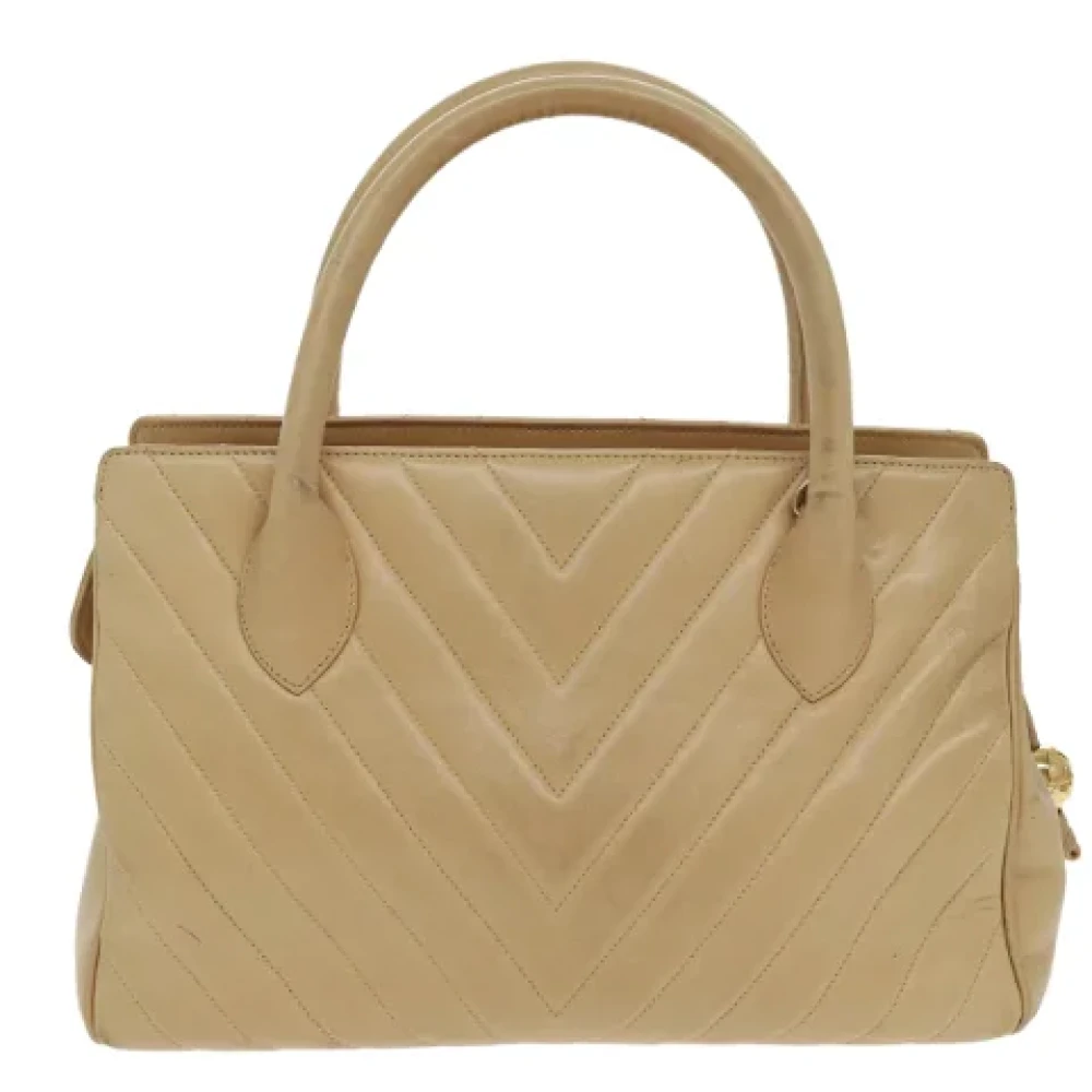 Chanel Vintage Pre-owned Leather chanel-bags Beige Dames