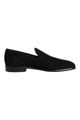 Svarta Mocka Slip On Loafers