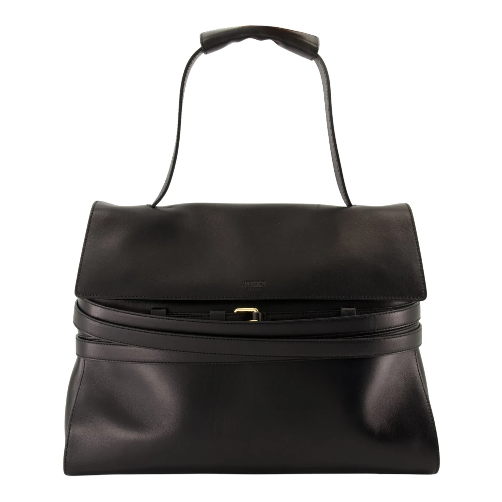 Moschino Schoudertas van schapenleer Klep sluiting Black Dames