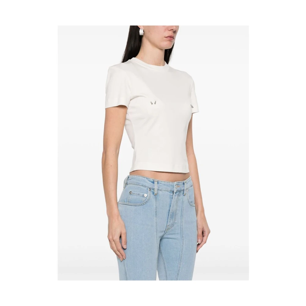 Mugler Witte Ronde Hals Korte Mouwen T-shirt White Dames