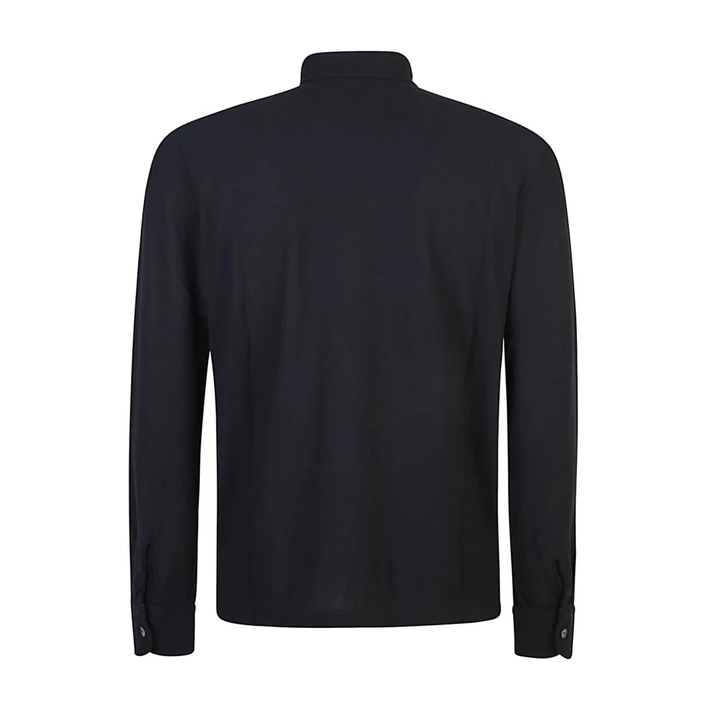 Zanone Zwarte polo met lange mouwen Black Heren