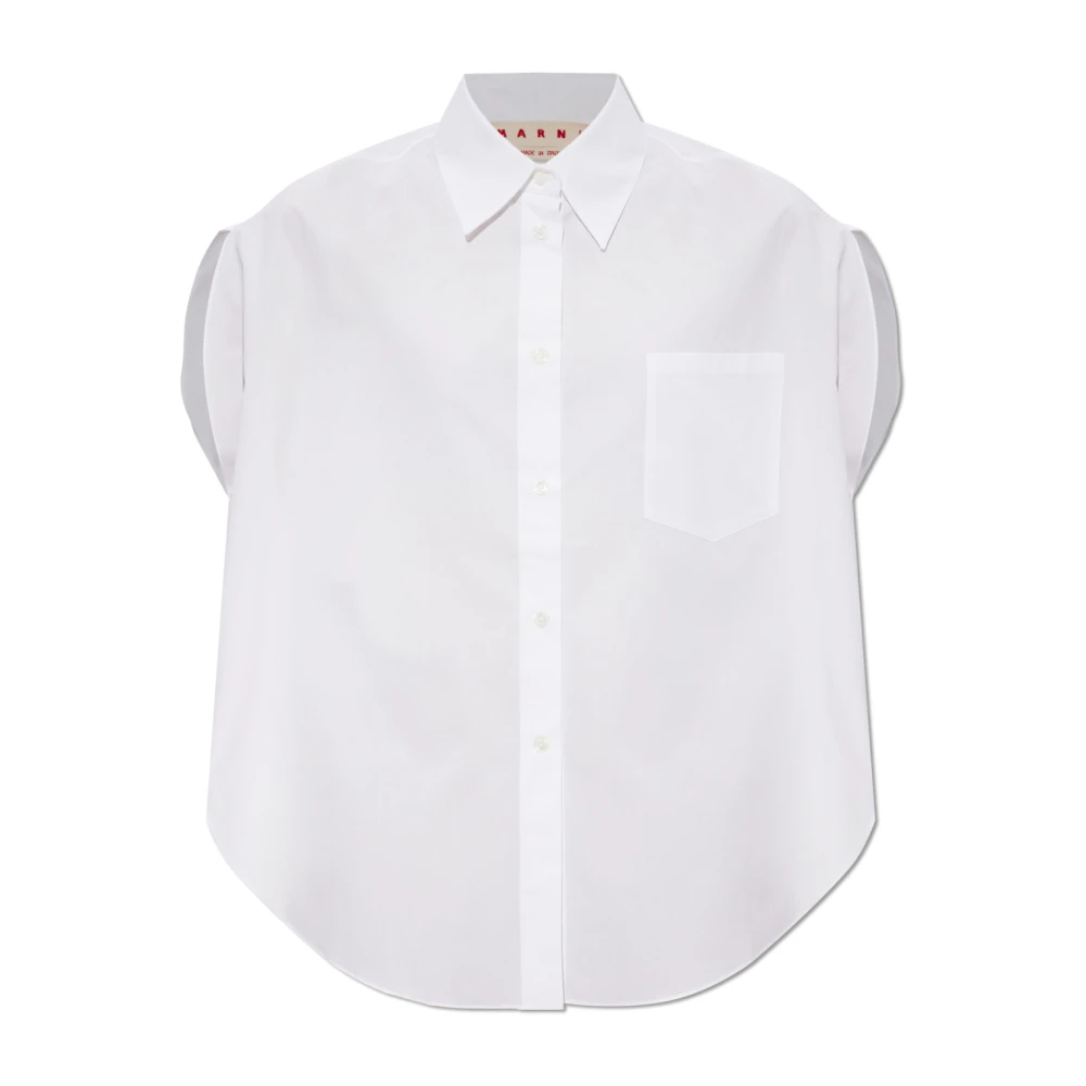 Marni Donna Bianco - T-Shirt Oversize Con Taschino - Blouses & Shirts - S