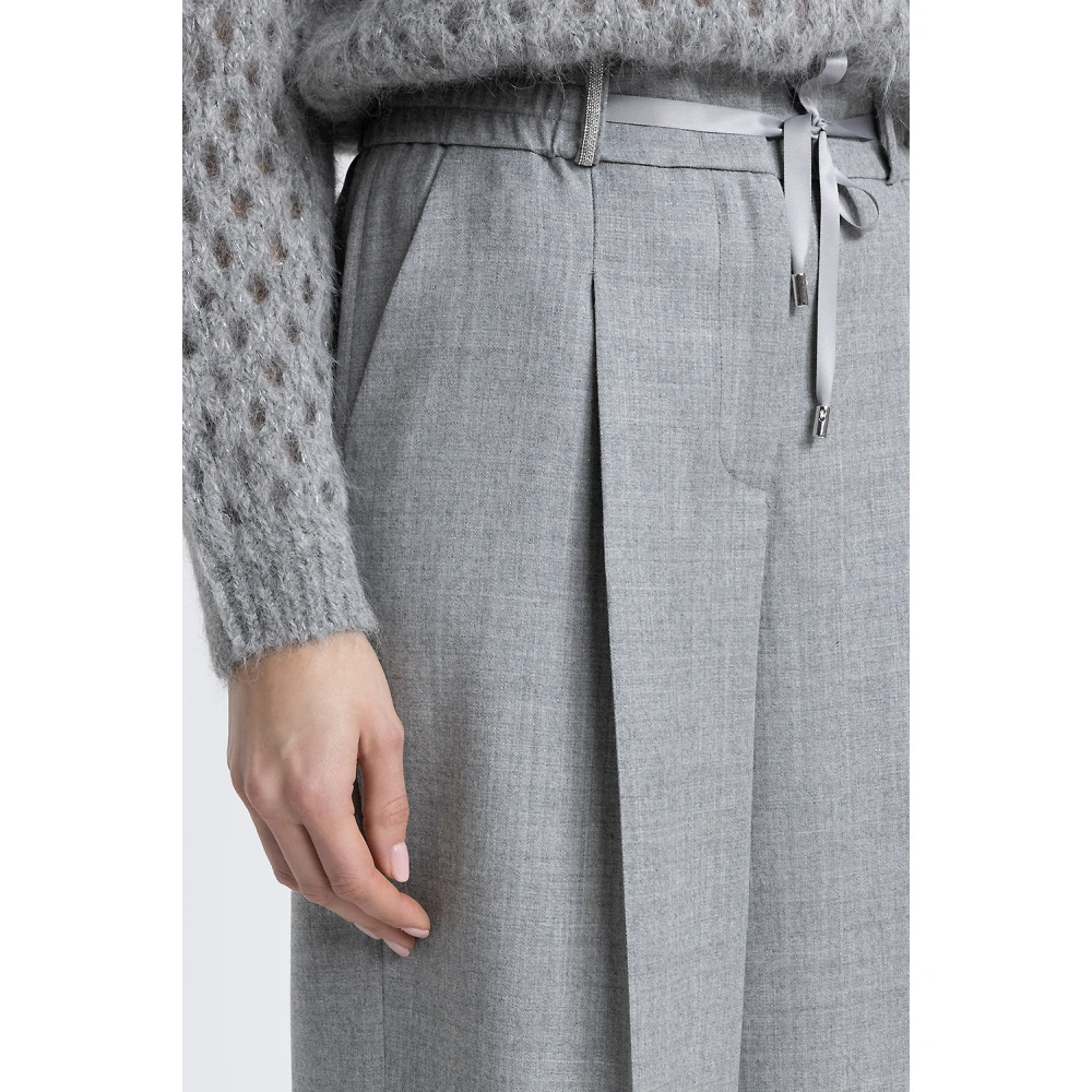 PESERICO Lurex wol palazzo broek Gray Dames