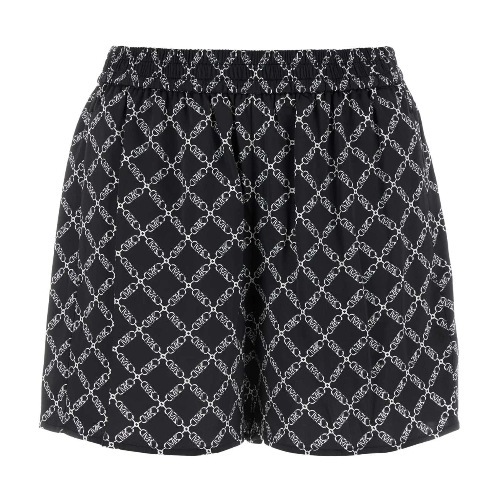 Michael Kors Empire Logo Print Satin Shorts Black, Dam