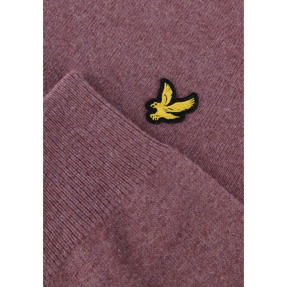 Lyle & Scott Paarse Lamswol Crew Neck Trui Purple Heren