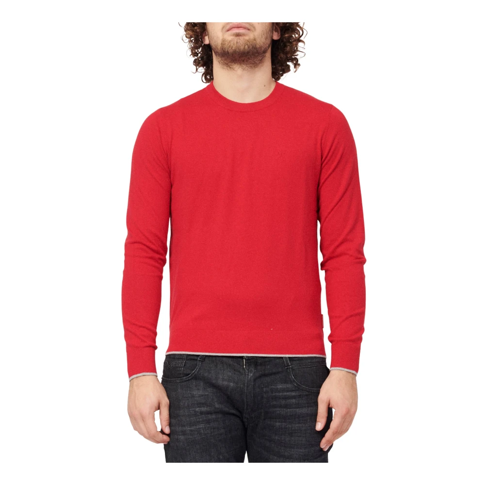 Armani Exchange Men's Red Round-Neck Knitwear
