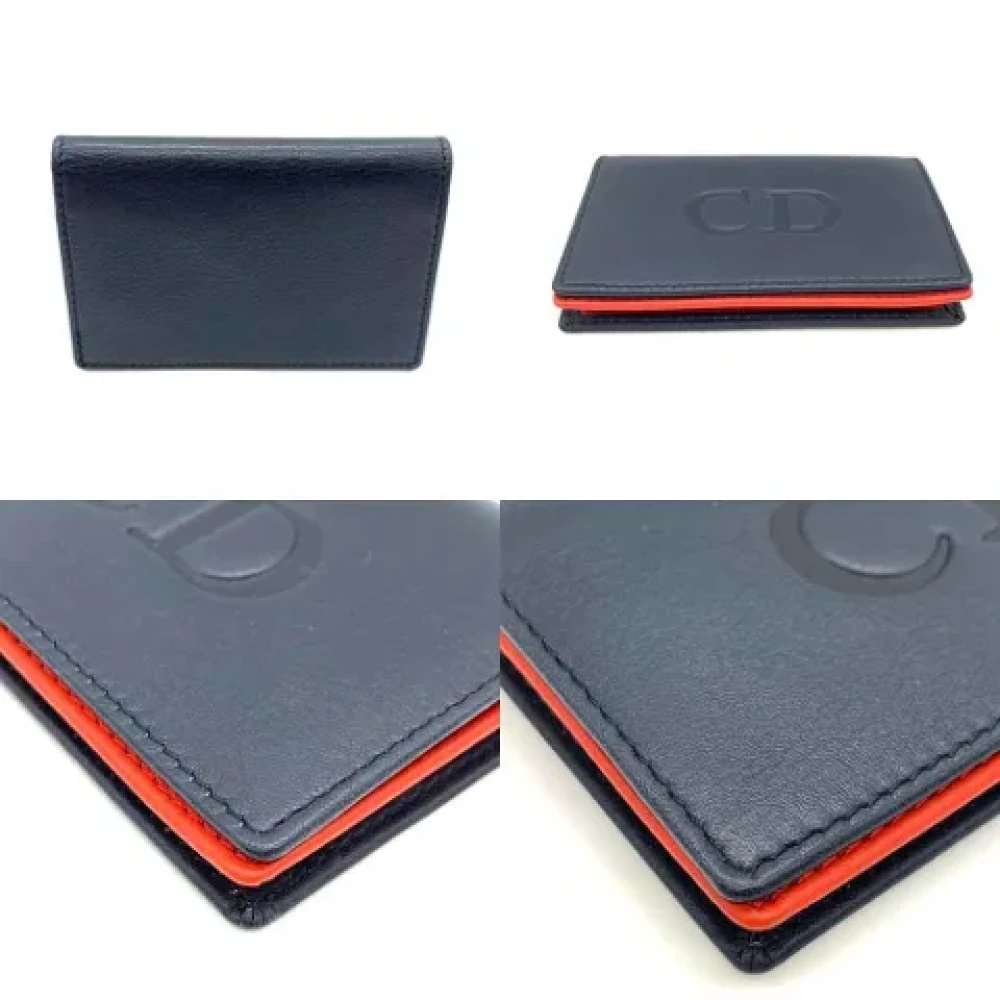 Dior Vintage Pre-owned Leather wallets Blue Dames