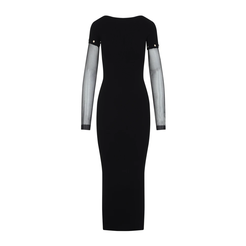 SPORTMAX Zwarte Afneembare Mouwen Boothals Jurk Black Dames