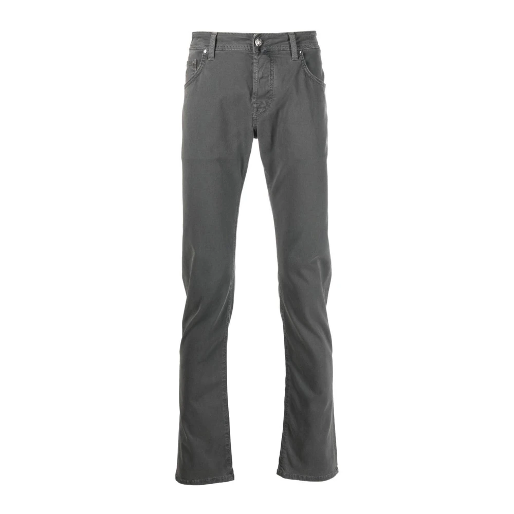 Jacob Cohën Grijze Sjaal-Detail Slim-Fit Broek Gray Heren