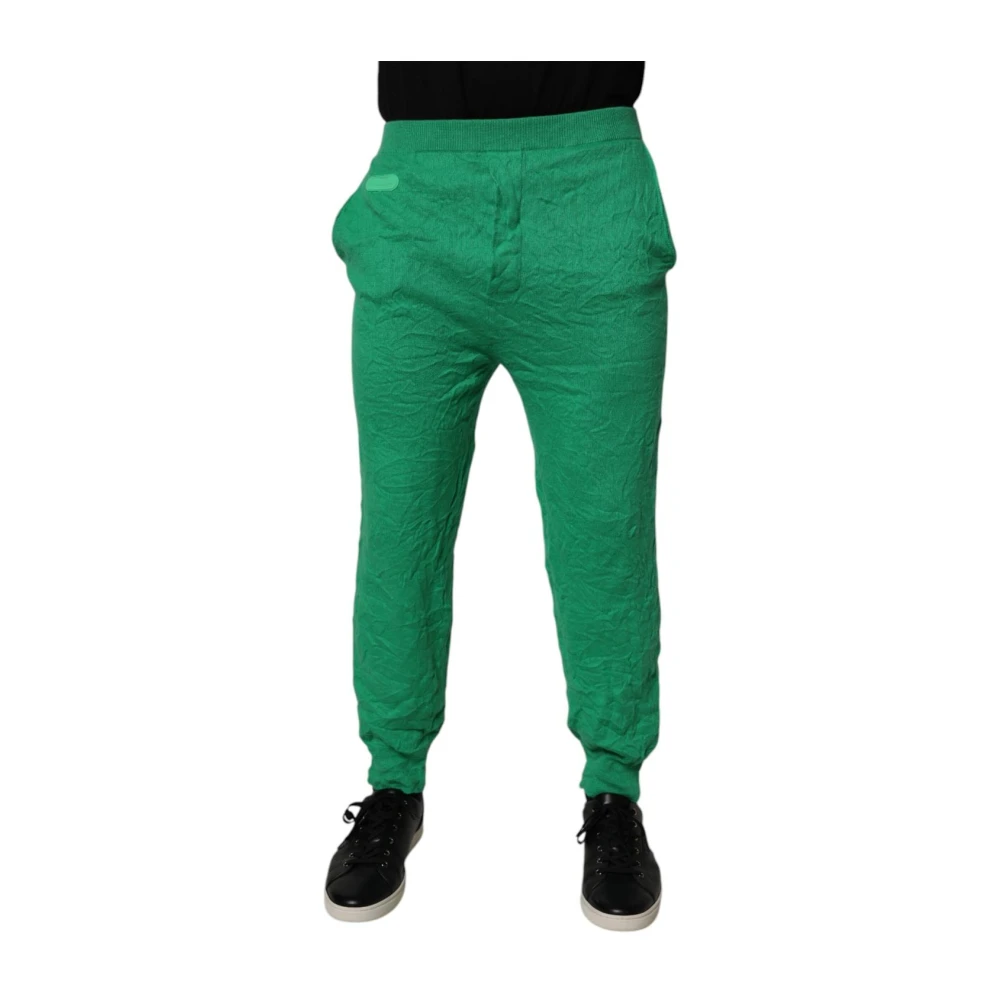 Dsquared2 Men's Green Stretch Fabric Casual Jogger Trousers - Sweatpants - Xs - Trousers