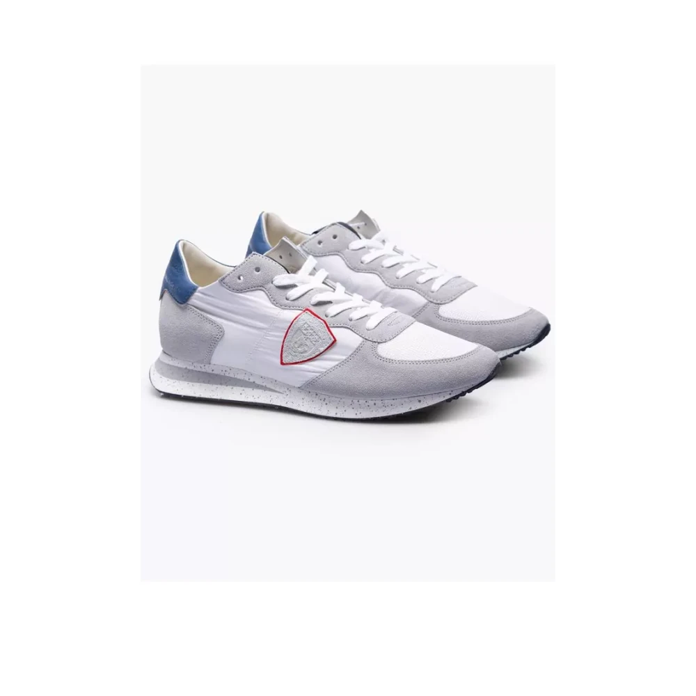 Philippe Model Tropez X - Sneakers i läder och textil med utskärningar och emblem - Färg: Multifärgad, Storlek: 41 Multicolor, Herr