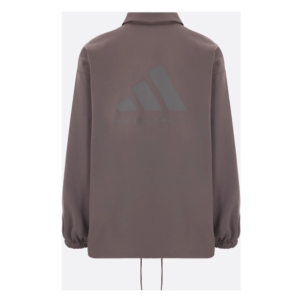 Adidas Basketbal Logo Grijs Technische Jas Brown Heren