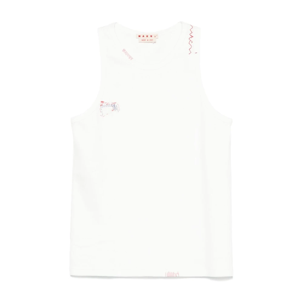 Marni Geborduurde Tanktop Wit White Heren