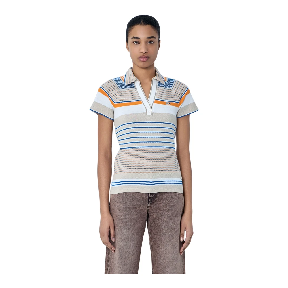 Lacoste Donna Multicolor Polo A Righe In Piqué Slim Fit