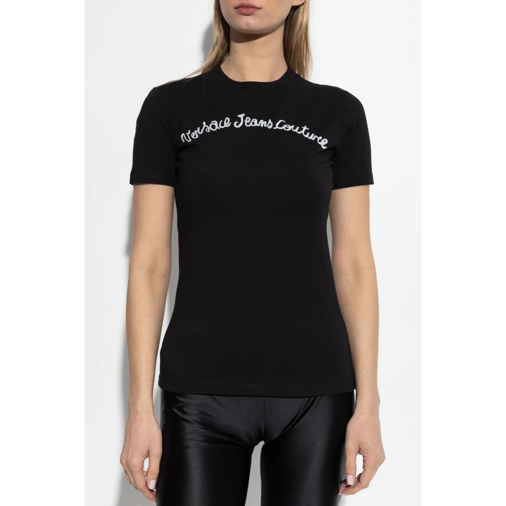 Versace Jeans Couture T-shirt met logo Black Dames
