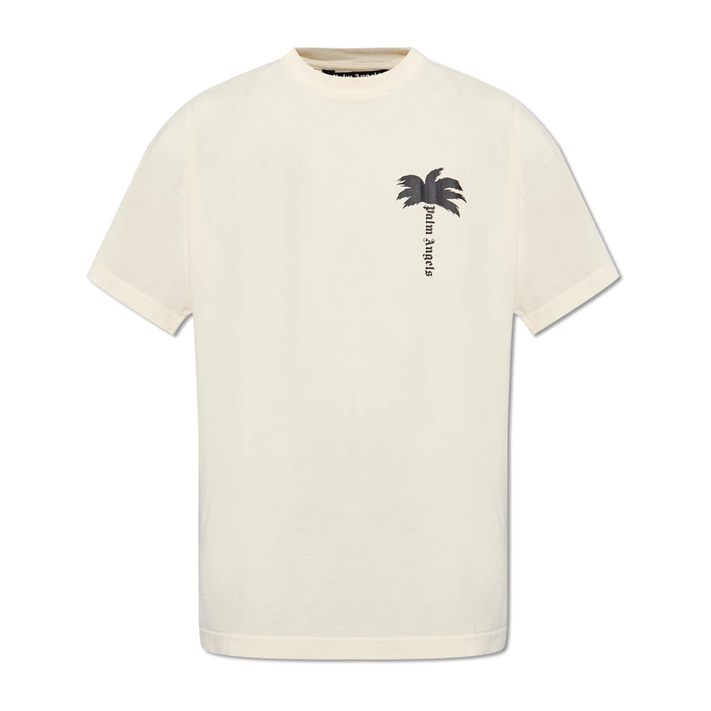 Palm Angels T-shirt met logo Yellow Heren
